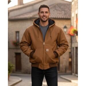 Carhartt Firm Duck Insulated Flannel Lined Active Jacket Brown Sz M OJ0140-M NWT